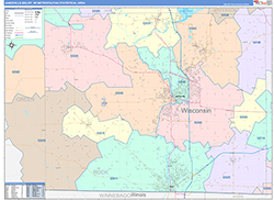 Janesville-Beloit Metro Area Wall Map Color Cast Style 2026